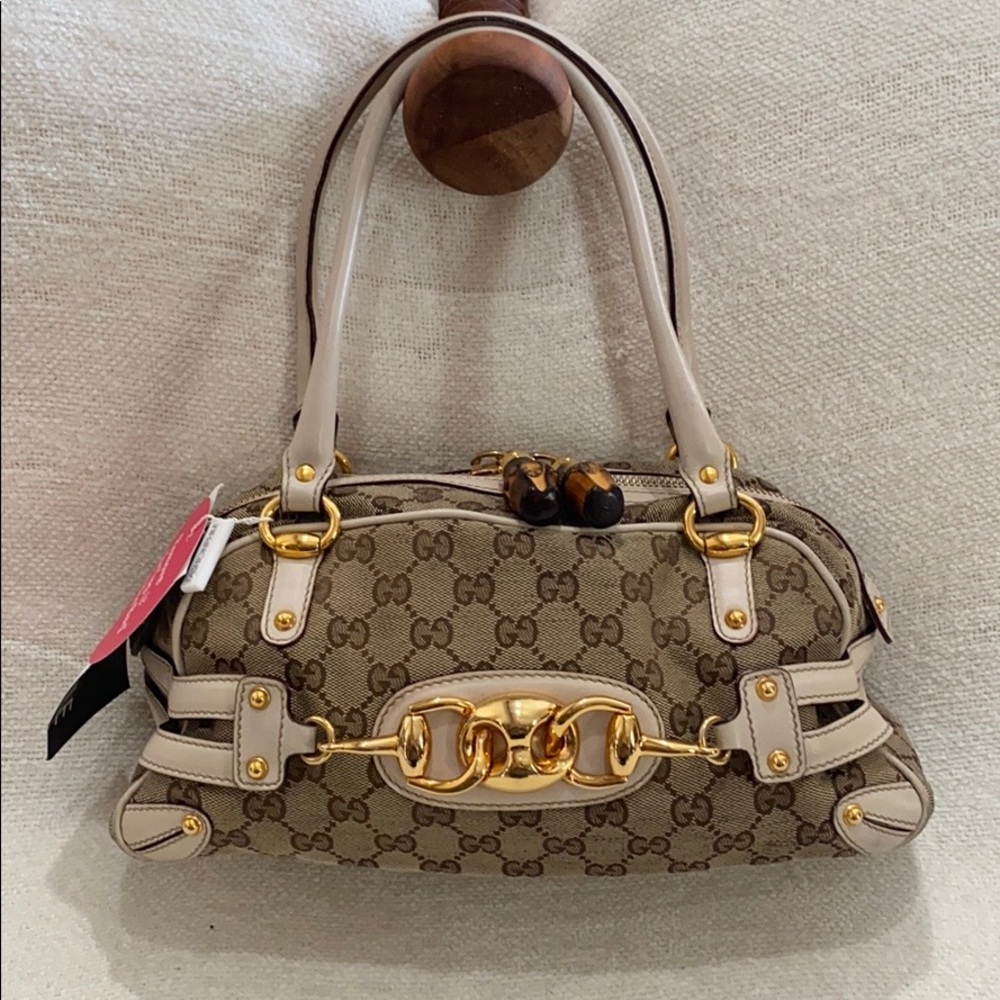 Gucci Monogram Wave Medium Boston Cream Bag